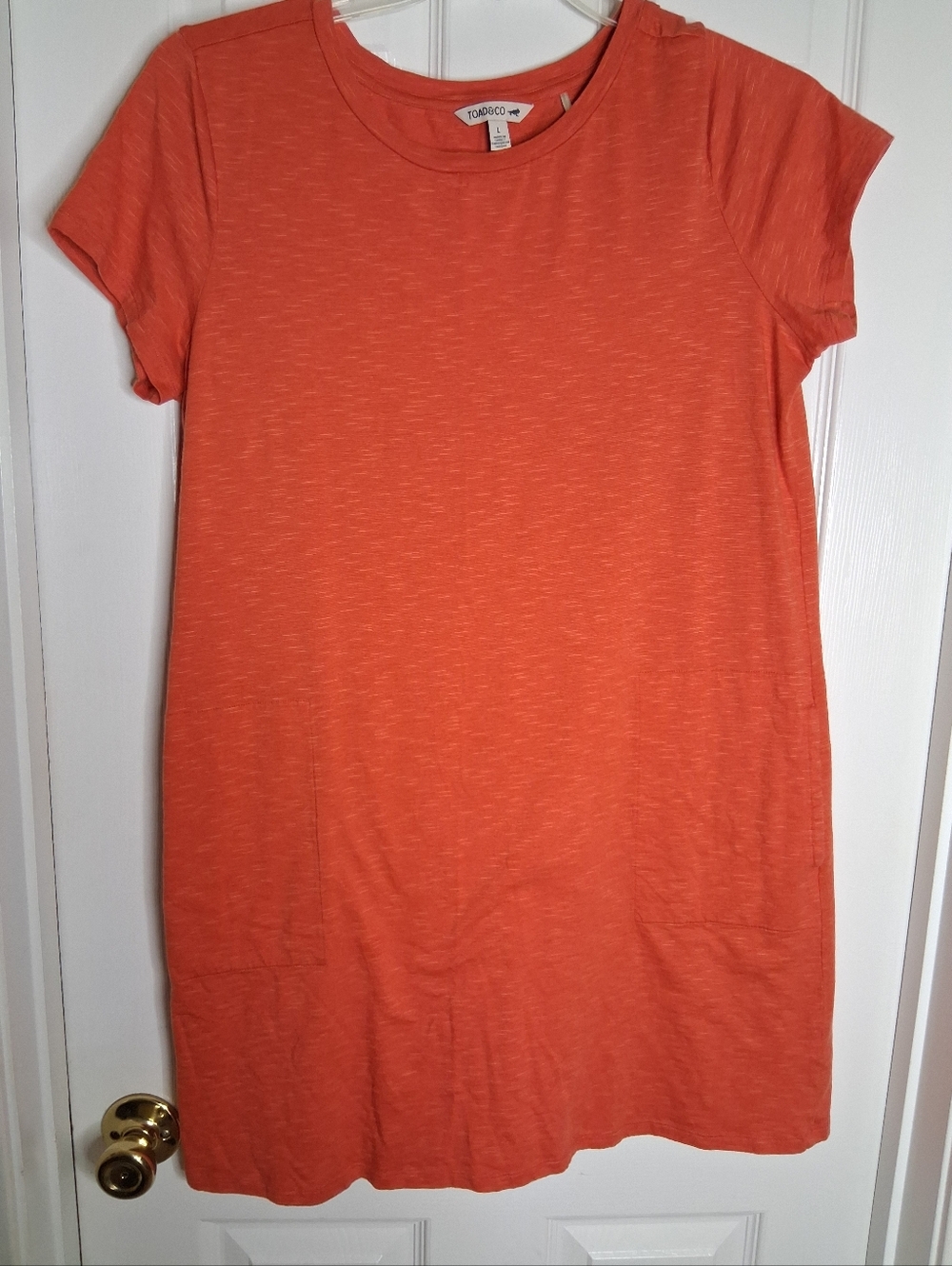 Toad & Co Orange Short-Sleeve Women's Tee Shirt Dress Size Large with pockets